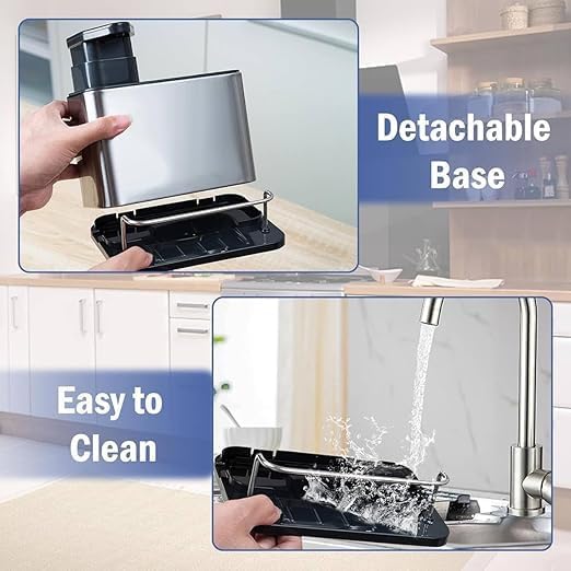 black sparrow Black parrow Dish Soap Dispenser for Kitchen Sink, 3 in 1 Kitchen Sink Caddy with Sponge Holder, Stainless Steel Kitchen Sink Organizer with Soap Dispenser - Image 3