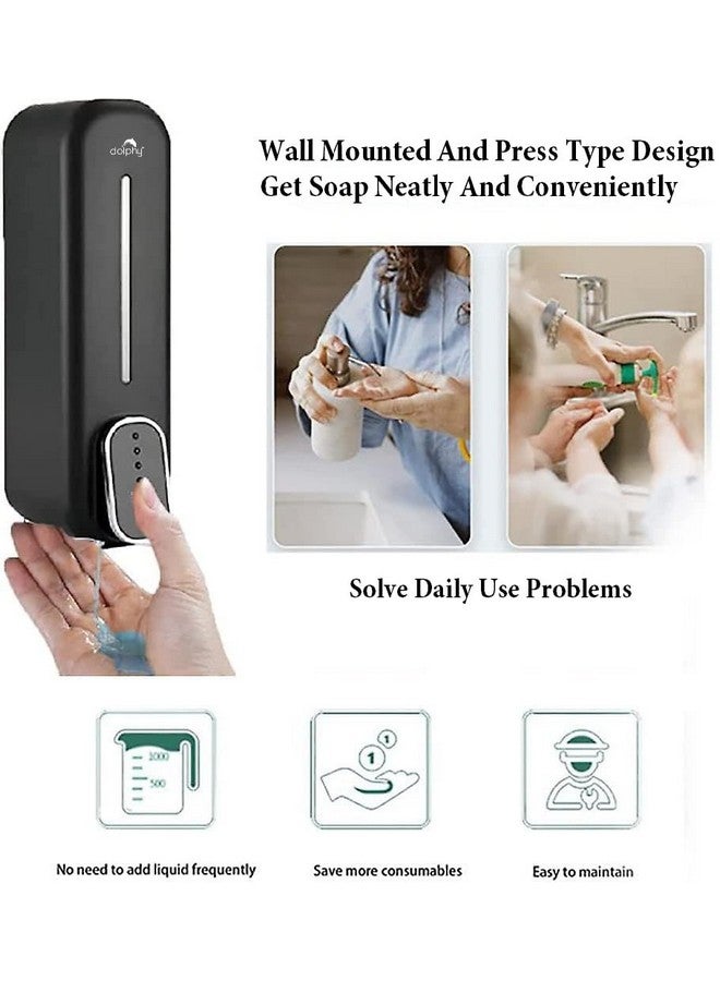 Dolphy ABS Liquid Soap Dispenser for Bathroom & Kitchen -300ML- Set of 3 (Ovel Black) - Image 3