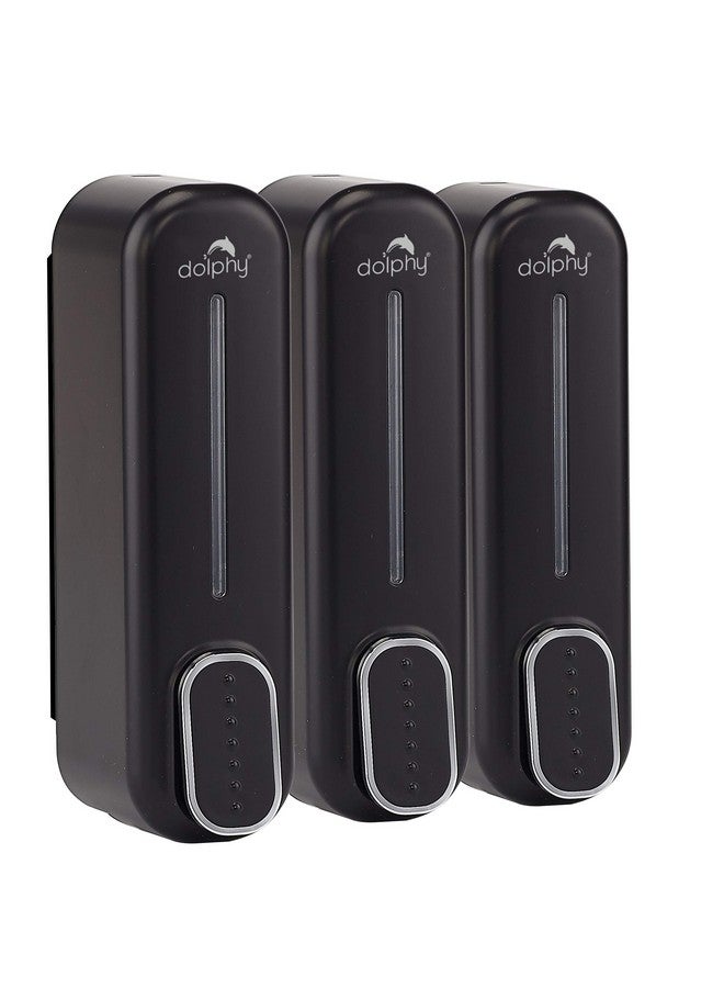 Dolphy ABS Liquid Soap Dispenser for Bathroom & Kitchen -300ML- Set of 3 (Ovel Black) - Image 1