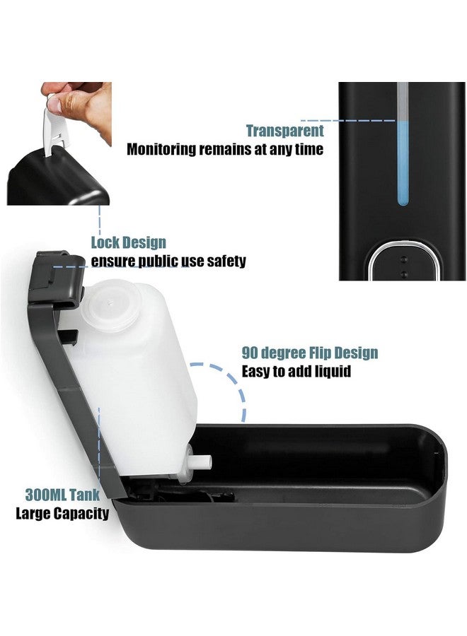 Dolphy ABS Liquid Soap Dispenser for Bathroom & Kitchen -300ML- Set of 3 (Ovel Black) - Image 2