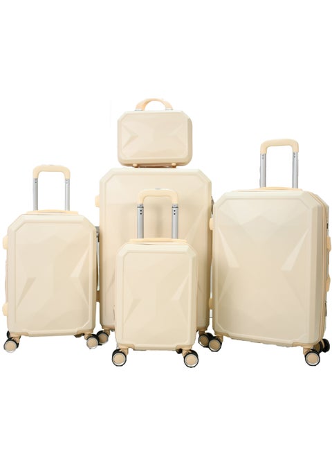 5-Piece Luggage Trolley Bag Set Beige