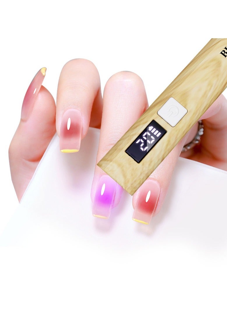 مصباح صغير محمول للأشعة فوق البنفسجية لأظافر الجل، مصابيح أظافر متنقلة قابلة لإعادة الشحن، موقتان لتوسعة الأظافر السريعة، شرائط أظافر الجل بالمنزل، السفر (حبات خشب) - Image 1