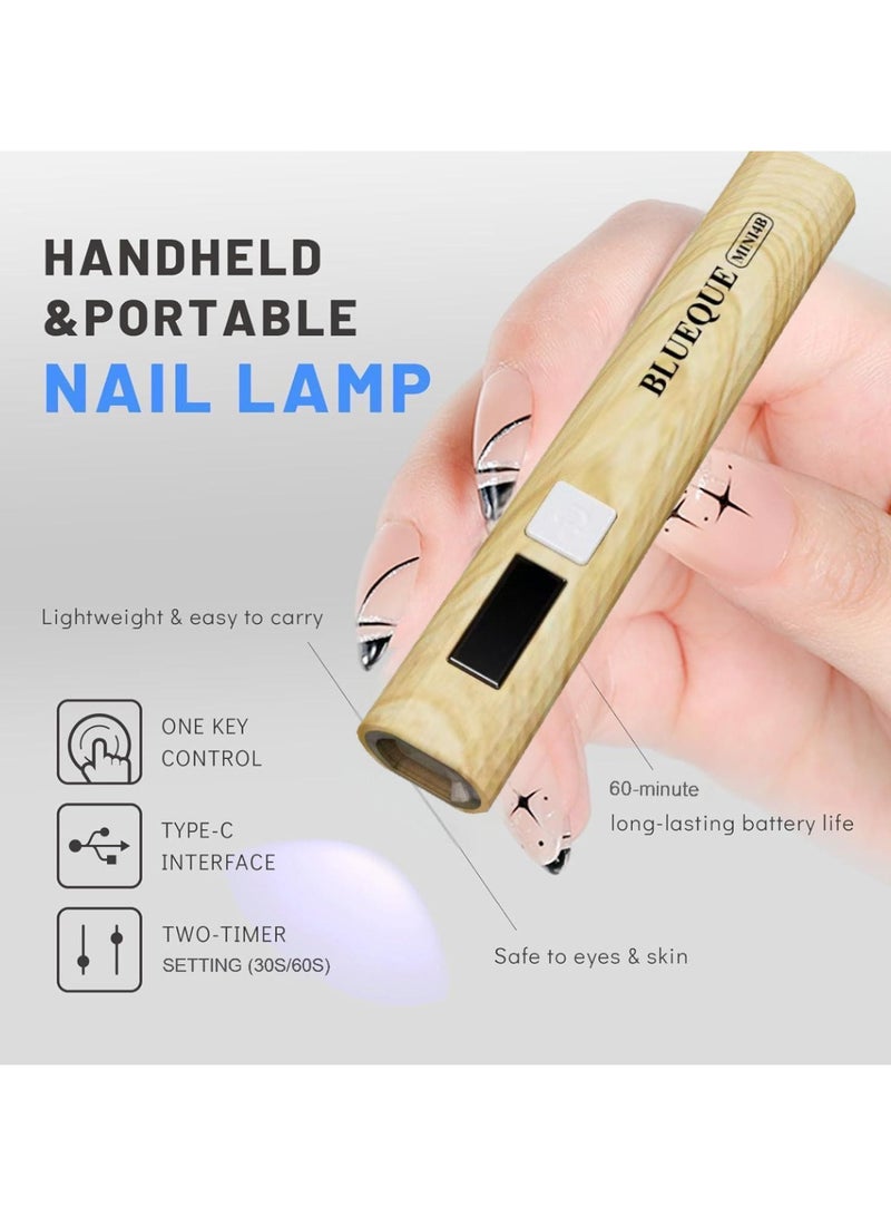 مصباح صغير محمول للأشعة فوق البنفسجية لأظافر الجل، مصابيح أظافر متنقلة قابلة لإعادة الشحن، موقتان لتوسعة الأظافر السريعة، شرائط أظافر الجل بالمنزل، السفر (حبات خشب) - Image 2