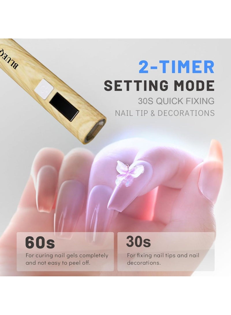 مصباح صغير محمول للأشعة فوق البنفسجية لأظافر الجل، مصابيح أظافر متنقلة قابلة لإعادة الشحن، موقتان لتوسعة الأظافر السريعة، شرائط أظافر الجل بالمنزل، السفر (حبات خشب) - Image 3
