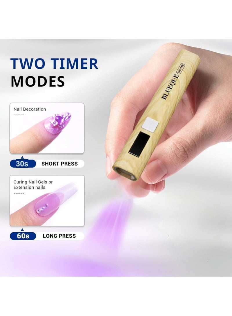 مصباح صغير محمول للأشعة فوق البنفسجية لأظافر الجل، مصابيح أظافر متنقلة قابلة لإعادة الشحن، موقتان لتوسعة الأظافر السريعة، شرائط أظافر الجل بالمنزل، السفر (حبات خشب) - Image 4