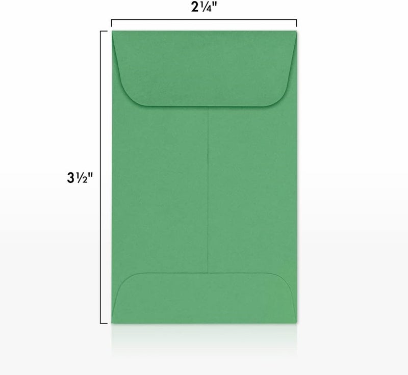 Envelopes.com LUXPaper #1 Coin Envelopes | 2 1/4" x 3 1/2" | Holiday Green | 80lb. Text | 500 Qty - Image 3
