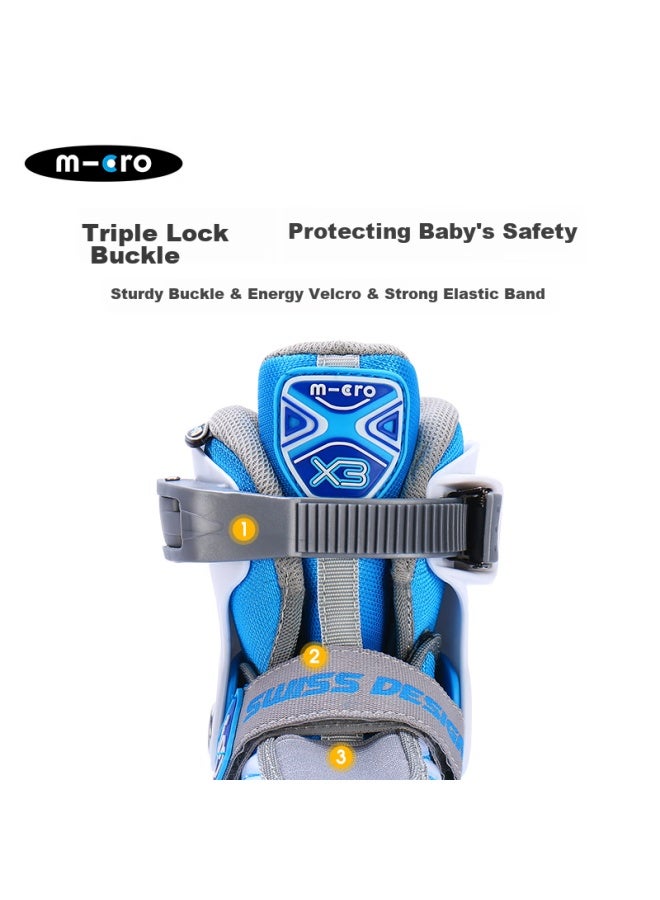 M-cro Inline Skates For Children, Boys And Girls, Micro Straight-wheel Roller Skates, Suitable For Primary And Secondary School Students, X3 Blue Single Shoes, Size S - Image 5