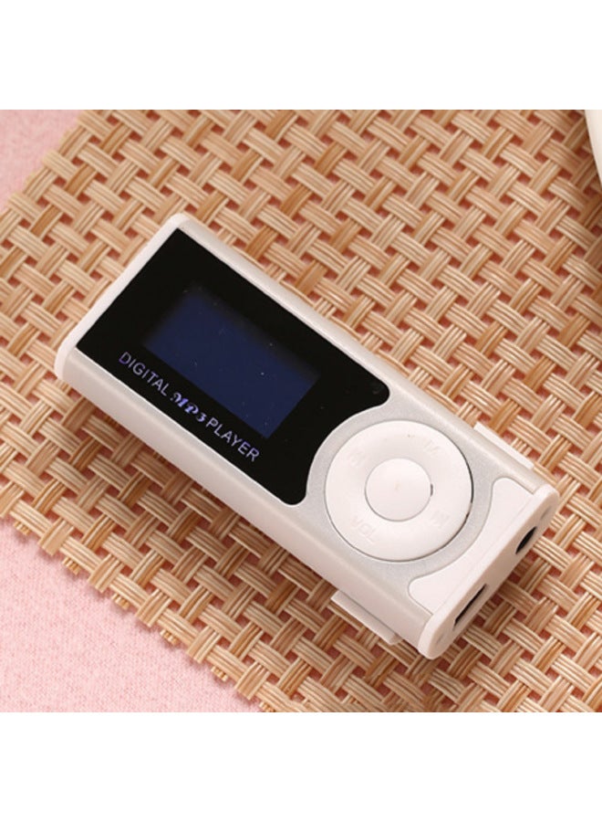 There Is A Screen Outside The Card Mp3 Player Mini Outside Ring Mp3 Walkman Gift With LED Lamp Clip Flashlight Mp3-Body Color:silver Gray-Memory Capacity:Card Host Charging Cable Headset (bag)  - Image 1