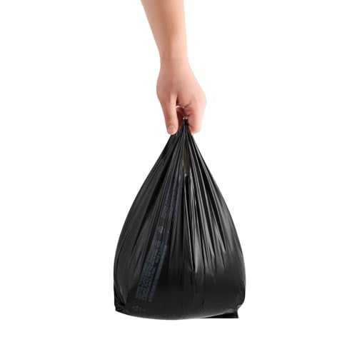 Platree Small Black (800 Count) Plastic Embossed T-Shirt Bags, 8" X 4" X 16", 14 mic (0.55 Mil), Retail Plastic, Bulk, Black Plain, T-Shirt, Desk Trash, Grocery Bags with Handles, Made in Korea - Image 4