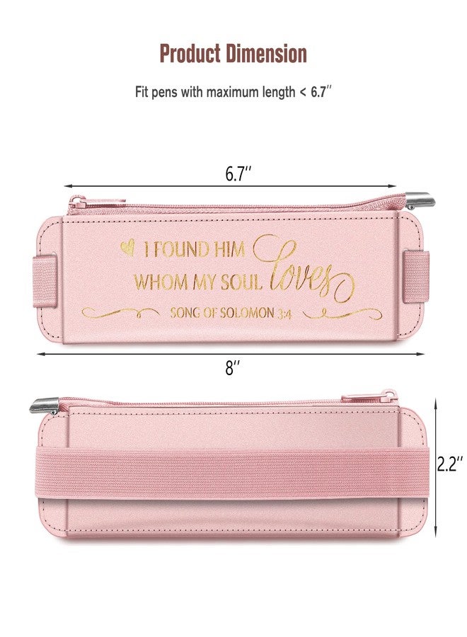 FINPAC 2-Pack Elastic Pencil Case for Notebook, Leather Pen Holder Stationery Zipper Bag for Pencils, Markers, Pen Pouch w/Elastic Band for Bible Journaling, Planners, Tablets - Image 5