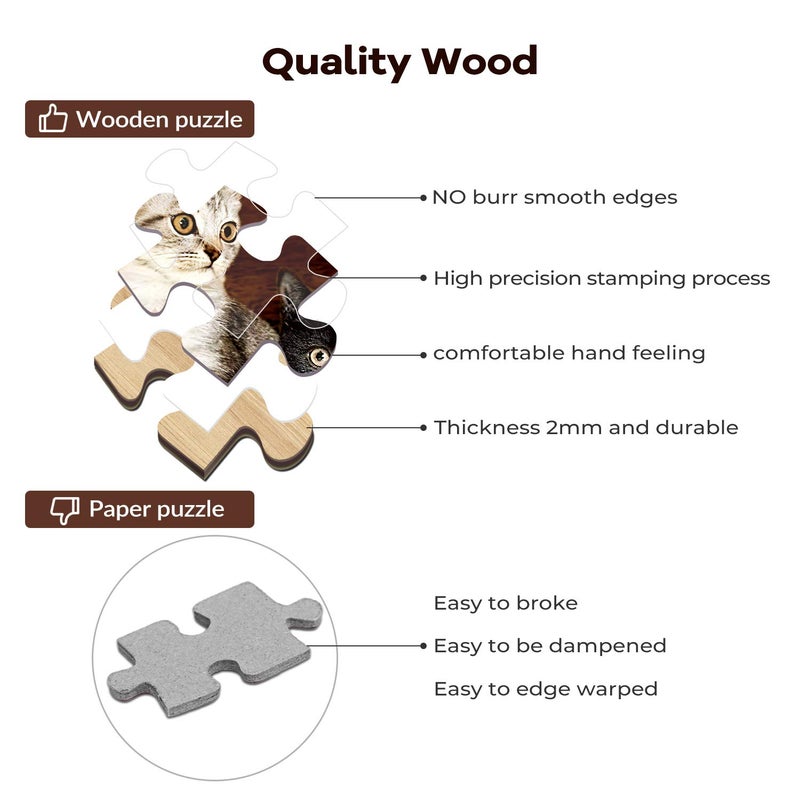 Buhoet Jigsaw Puzzles 1000 Pieces for Adults - Three Cats Reflection - Wooden Puzzle - Unique Holiday Gift Suitable for Teenagers and Adults (75x50cm) - Image 5