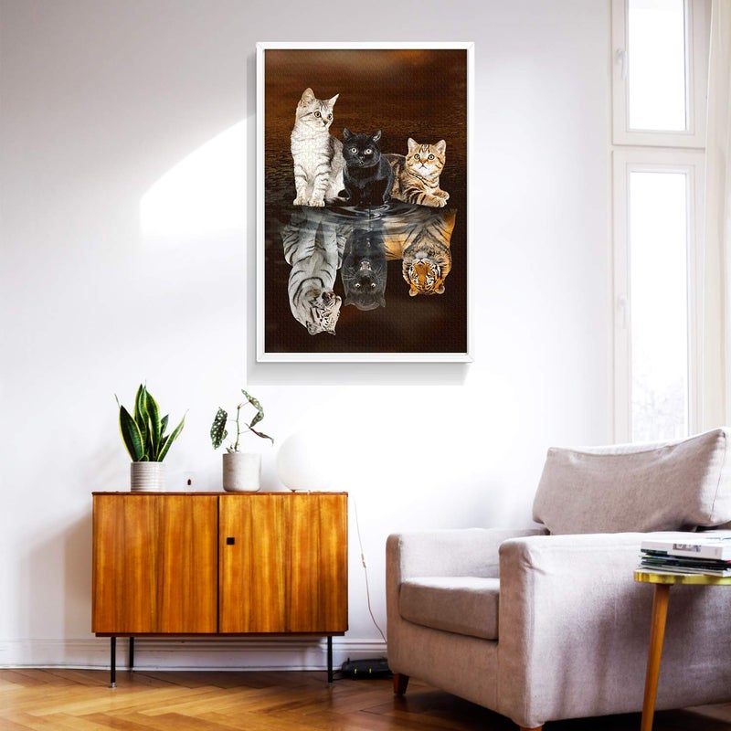 Buhoet Jigsaw Puzzles 1000 Pieces for Adults - Three Cats Reflection - Wooden Puzzle - Unique Holiday Gift Suitable for Teenagers and Adults (75x50cm) - Image 2