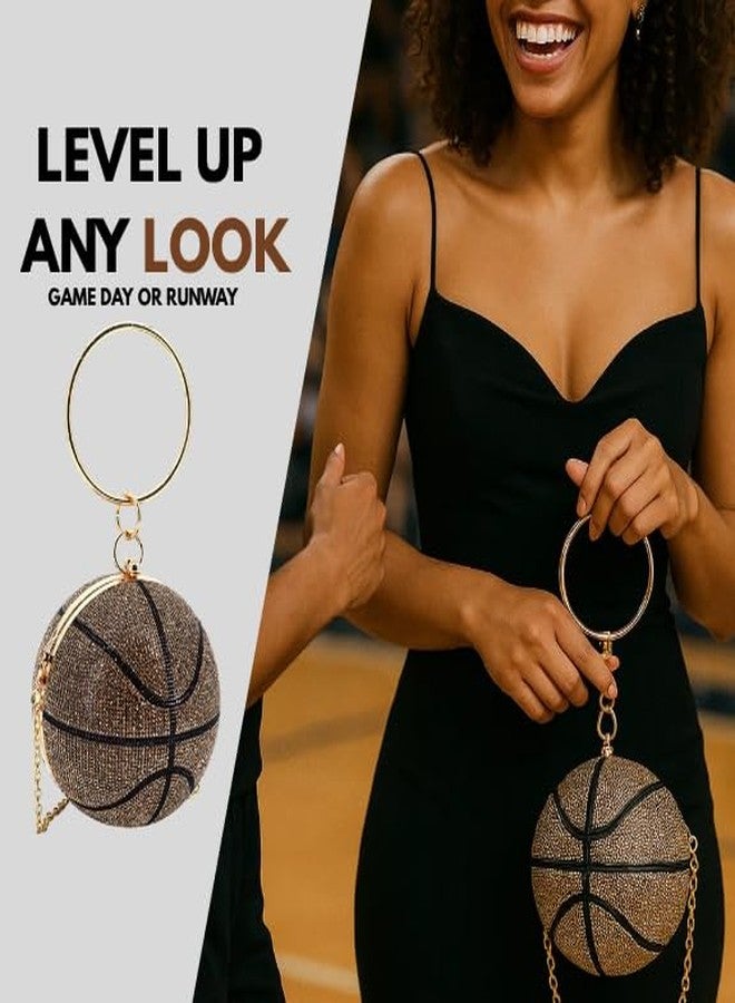 Like Dreams Rhinestone Basketball Purse for Women | Glitter Basketball-Shaped Handbag with Chain Strap | Crossbody Sports Bag for Girls & Basketball Moms - Image 5