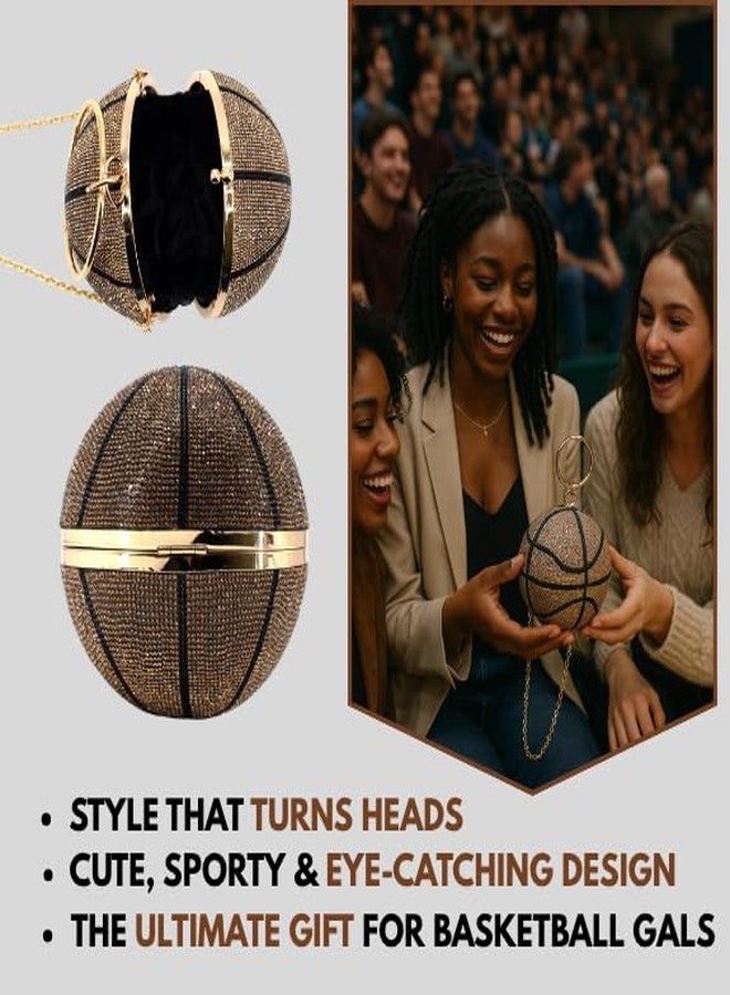 Like Dreams Rhinestone Basketball Purse for Women | Glitter Basketball-Shaped Handbag with Chain Strap | Crossbody Sports Bag for Girls & Basketball Moms - Image 4