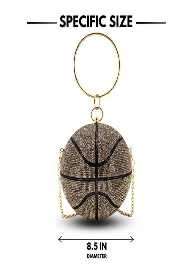 Like Dreams Rhinestone Basketball Purse for Women | Glitter Basketball-Shaped Handbag with Chain Strap | Crossbody Sports Bag for Girls & Basketball Moms - Image 2