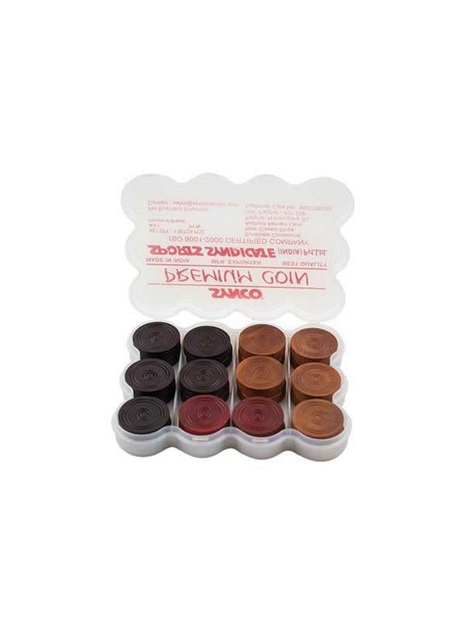 synco Synco Premium Carrom Coins 8mm thicness with Special PVC Box, 24 Coins (11 White 11 Black 2 Red)  - Image 1