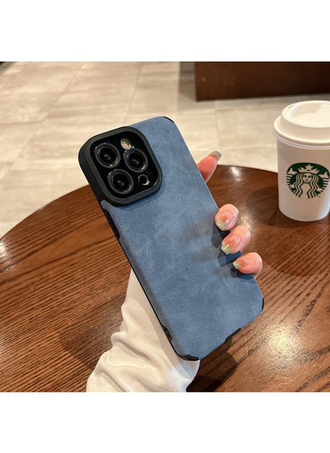 Pupil Eye Lambskin For Ip16pm Mobile Phone Case Simple Velvet For Iphone 15 All-inclusive Lens XS Suede Soft Case-Color:Blue [nude Shell-no Packaging]-Applicable Models:Universal For Apple X/xs