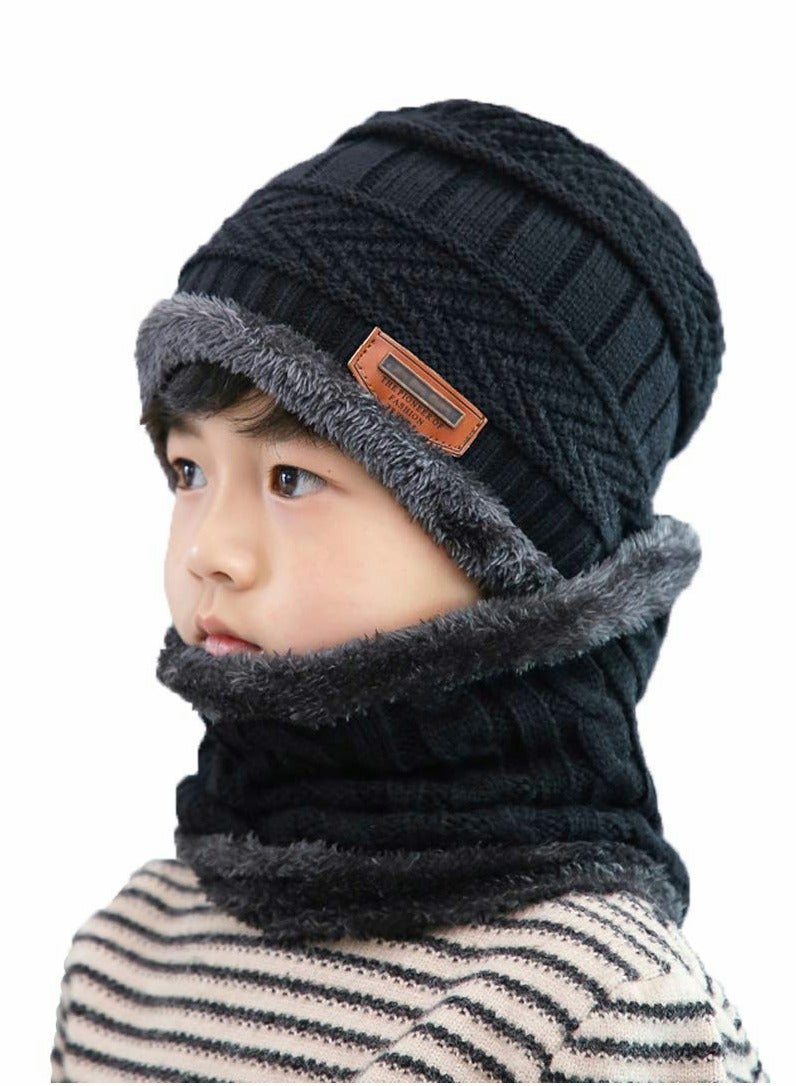Excefore Kids Boys Girls Winter Hat and Scarf Set  - Image 1