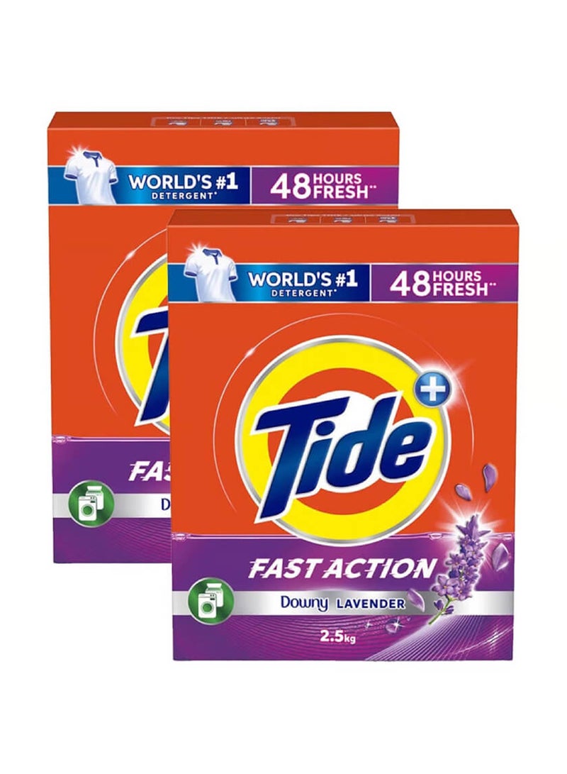 Tide Triple Power Lavender Laundry Detergent Powder 2 x 2.5kg - Image 1