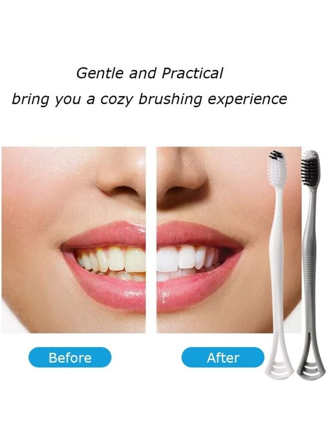 Fanski - 8 Pieces 2 in 1 Soft Toothbrush with Tongue Scraper Cleaner - Image 1