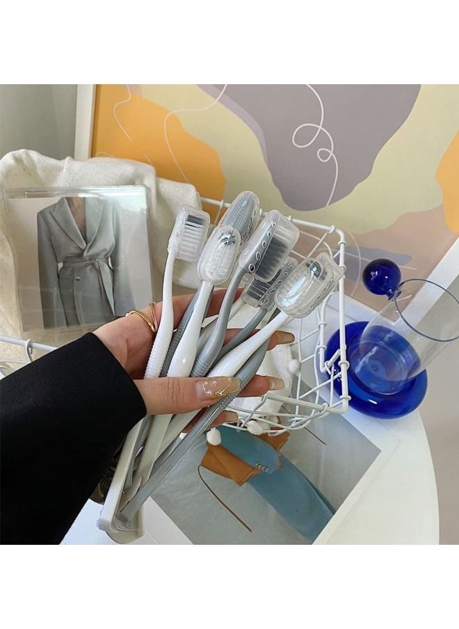 Fanski - 8 Pieces 2 in 1 Soft Toothbrush with Tongue Scraper Cleaner - Image 1