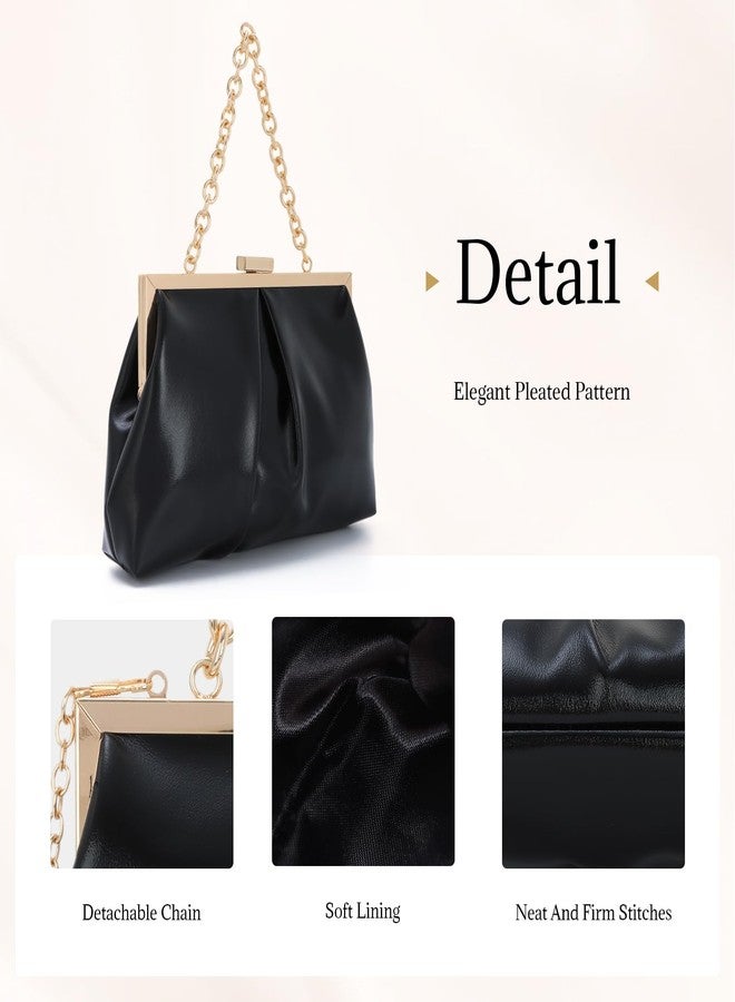 LUI SUI Ruched Evening Handbag for Women Dumpling Clutch Purse Pleated Cloud Bag for Wedding Formal Party - Image 5