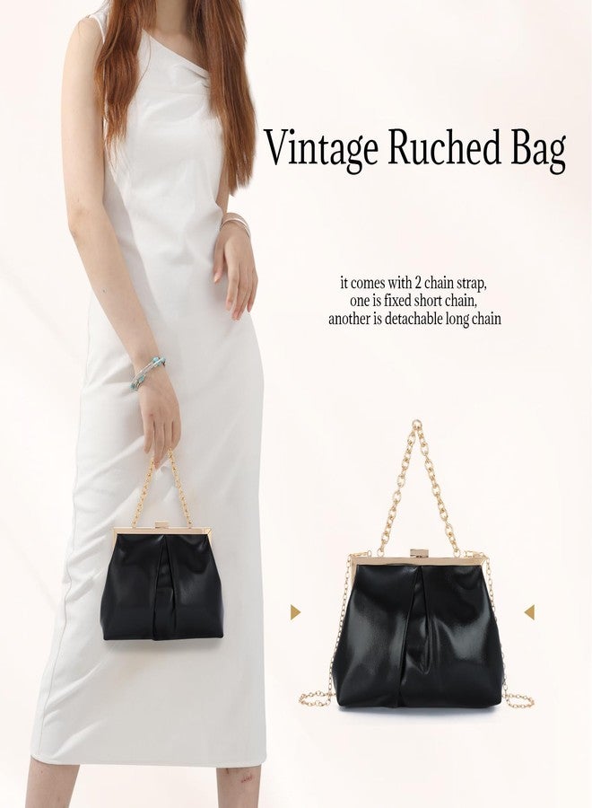 LUI SUI Ruched Evening Handbag for Women Dumpling Clutch Purse Pleated Cloud Bag for Wedding Formal Party - Image 3