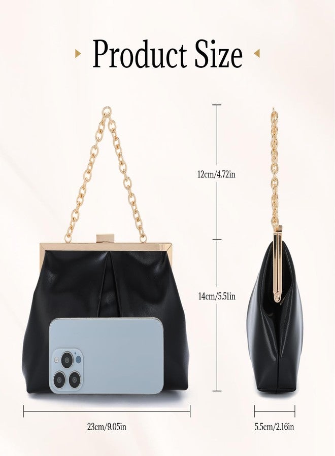 LUI SUI Ruched Evening Handbag for Women Dumpling Clutch Purse Pleated Cloud Bag for Wedding Formal Party - Image 4