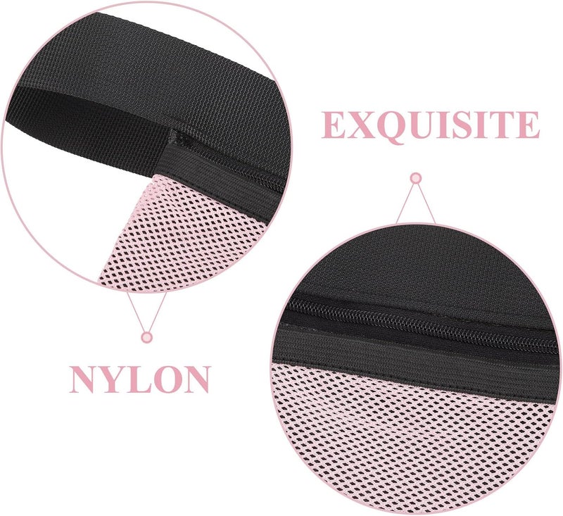 LALAFINA Tennis Ball Picking Bag with Wrist Strap Mesh Net for Sports Training Portable Pink Waist Ball Holder for Golf Tennis and Ping Pong - Image 3
