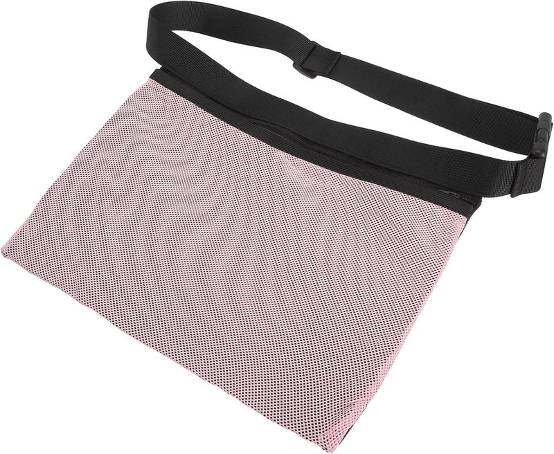 LALAFINA Tennis Ball Picking Bag with Wrist Strap Mesh Net for Sports Training Portable Pink Waist Ball Holder for Golf Tennis and Ping Pong - Image 1