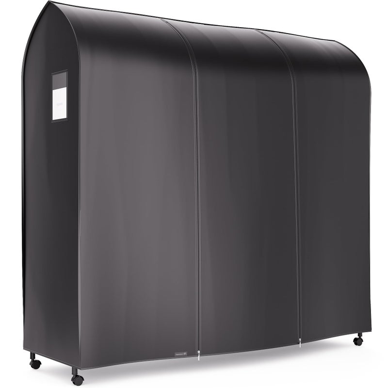 HANGERWORLD 6ft Large Black Clothes Rack Cover with 2 Zippers - Waterproof Nylon, Breathable, Dust Protector for Storage (Garment Rack Cover ONLY) - Image 1