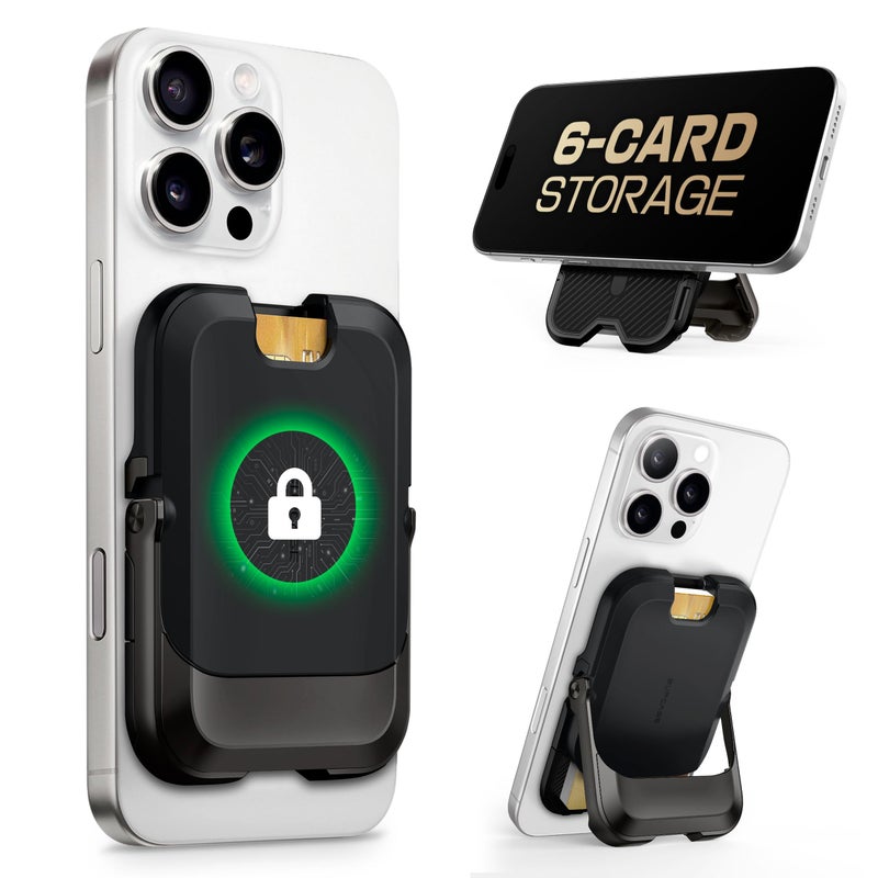 SUPCASE for MagSafe Wallet with Stand, Magnetic Wallet for Men Women, [Hold 6 Cards] [RFID Blocking] [Strong Magnetic Lock] Phone Stand Card Holder for iPhone 17/16/15/14/13/12 Series, Carbon Black - Image 1