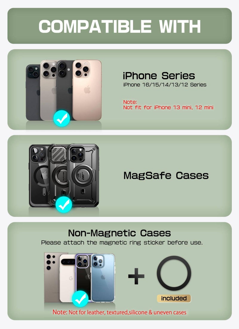 SUPCASE for MagSafe Wallet with Stand, Magnetic Wallet for Men Women, [Hold 6 Cards] [RFID Blocking] [Strong Magnetic Lock] Phone Stand Card Holder for iPhone 17/16/15/14/13/12 Series, Carbon Black - Image 2