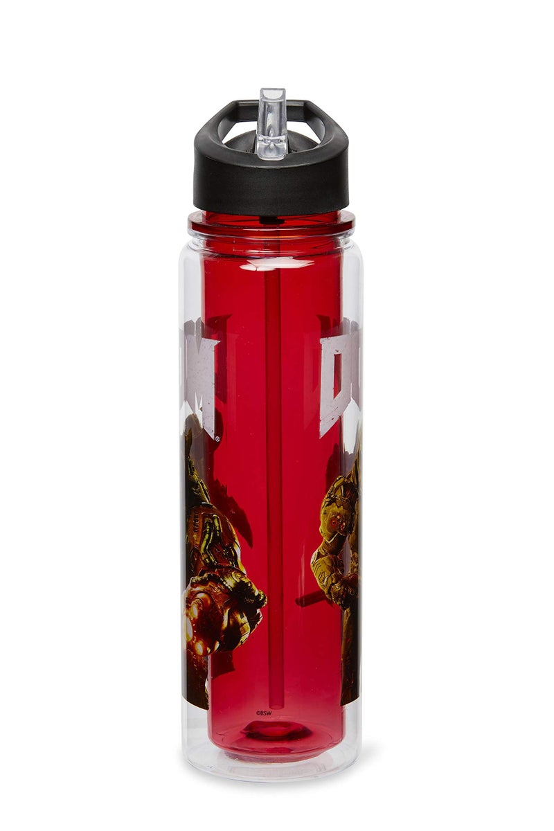 JUST FUNKY Official DOOM Cyberdemon Double Wall Plastic Water Bottle - 16-Ounce Container with Lid for Water  Tea  Coffee - Insulated Drinking Cup for Travel  Hiking Running - Licensed Merchandise - Image 3