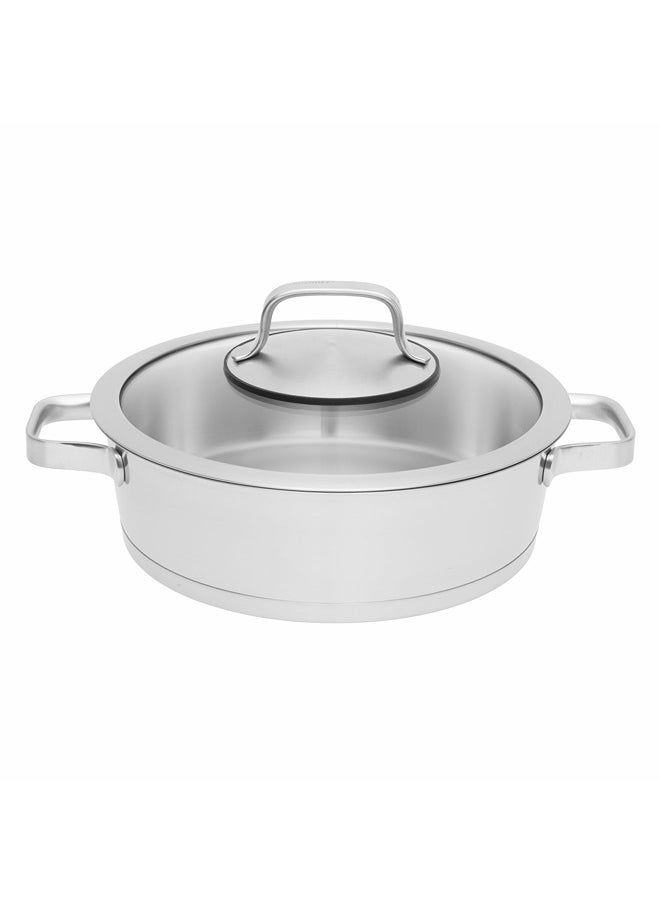 Berghoff BergHOFF- Cov. 2h DS 24cm sauté pan Manhattan-High-quality 18/10 stainless steel- clear glass cover- 3-layer base- Wide handles for a secure grip- Product of Belgium 