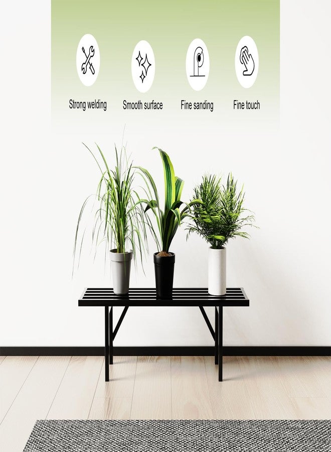 Zhongma One Tier Metal Plant Stand Heavy Duty Plant Holder for Home, Window,Garden, Plant Lovers, Display Stand (35.43 L x 8.66 W x 7.9 H) - Image 3