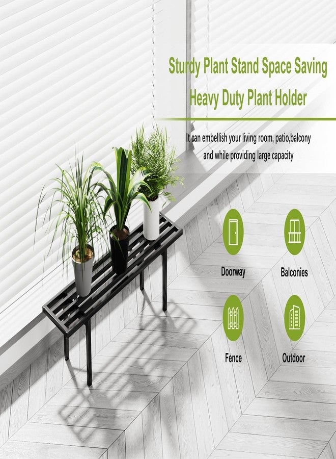 Zhongma One Tier Metal Plant Stand Heavy Duty Plant Holder for Home, Window,Garden, Plant Lovers, Display Stand (35.43 L x 8.66 W x 7.9 H) - Image 2