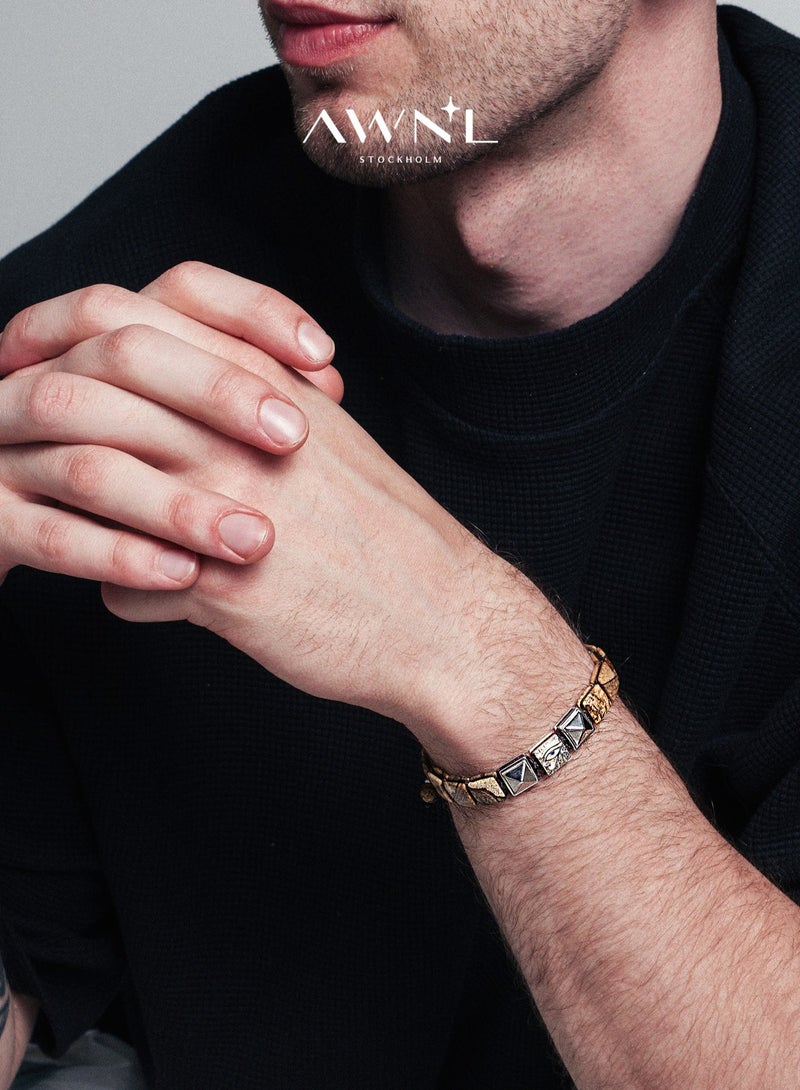 AWNL Protection Beaded Bracelet with Sterling Silver Charm Gift for Men Husband Boyfriend - Image 1