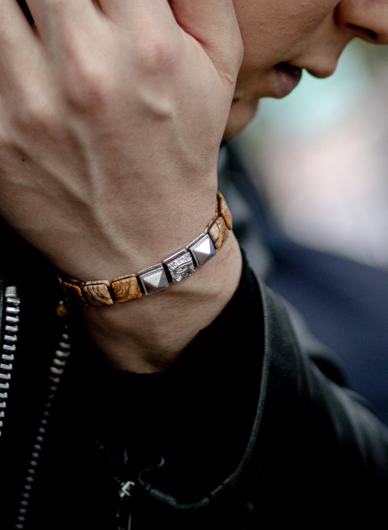 AWNL Protection Beaded Bracelet with Sterling Silve Charm Gift for Men Husband Boyfriend  - Image 1