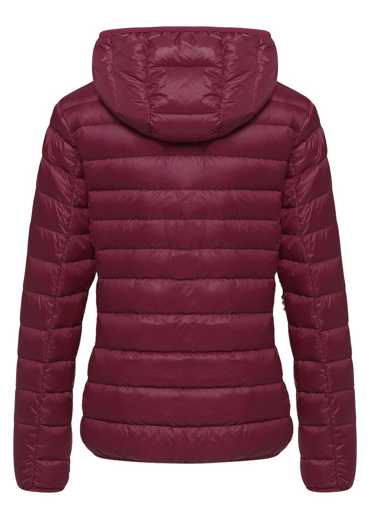 wantdo Women's Hooded Packable Ultra Light Weight Short Down Jacket Wine Red Large - Image 2