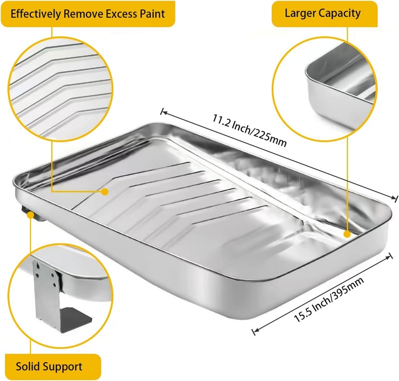 KingOrigin 1 Piece 9 Inch Metal Paint Tray with 10 Tray Liners, Paint Trays for Paint Roller, Paint Tray Liner Disposable for Home Wall Painting, DIY Painting Projects - Image 2
