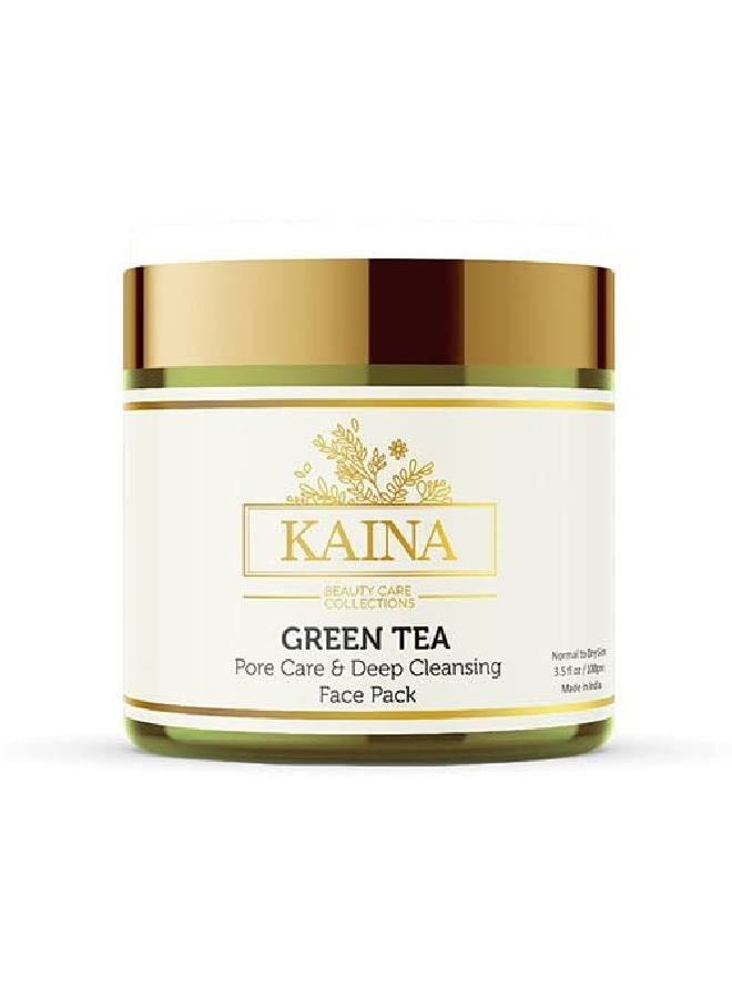 Kaina Green Tea Face Pack Pore Care & Deep Cleansing | Anti Acne Face Pack | Dark Spots Removal Pack | For Pimples Free & Glowing Skin | 100 gm
