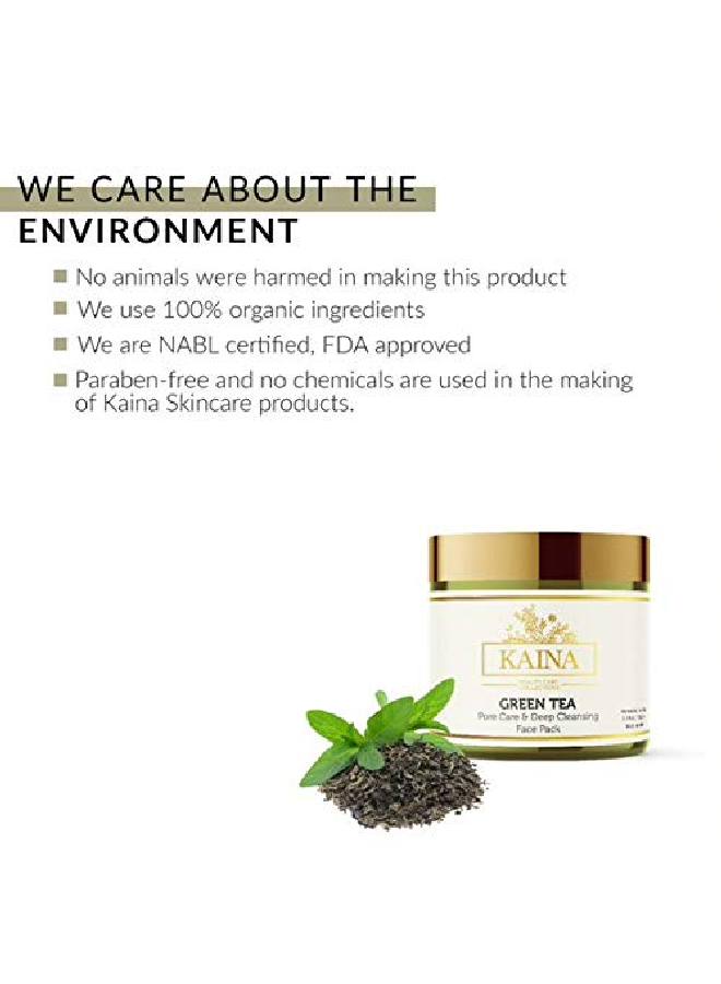 Kaina Green Tea Face Pack Pore Care & Deep Cleansing | Anti Acne Face Pack | Dark Spots Removal Pack | For Pimples Free & Glowing Skin | 100 gm