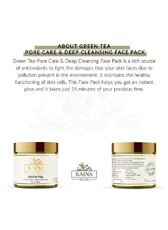 Kaina Green Tea Face Pack Pore Care & Deep Cleansing | Anti Acne Face Pack | Dark Spots Removal Pack | For Pimples Free & Glowing Skin | 100 gm