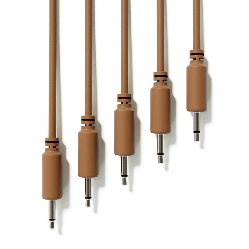 ExcelValley 5-Pack - Mono Modular Patch Cables - TS 3.5mm 1/8" Eurorack Synthesizer [Brown | 45 cm - 17.72"] - Image 1