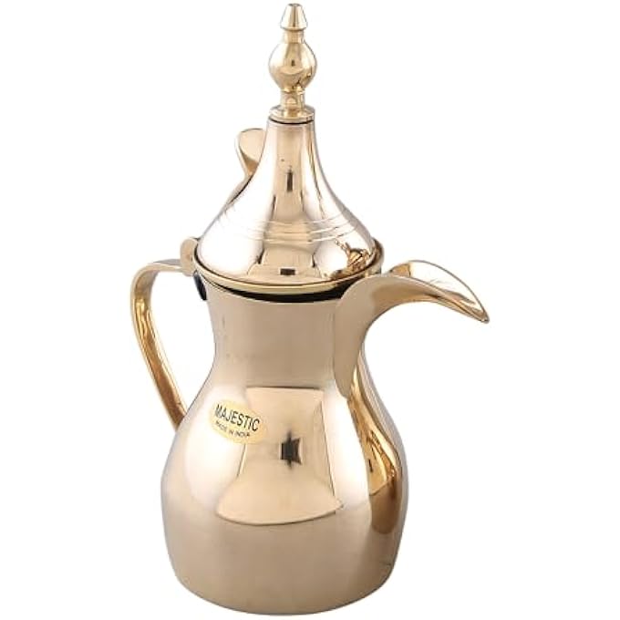 ريحني تصميم إبريق القهوة العربي التقليدي ماجيستيك براس دالا رسلان مثالي لتقديم القهوة العربية والشاي والمشروبات الساخنة 1420 مل - Image 1