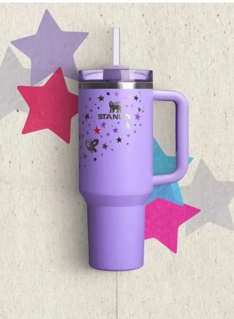 Stanley 40oz Stanley Quencher H20 Flowstate Stainless Steel Vacuum Insulated Tumbler with Lid and Straw for Water, Iced Tea or Coffee, Smoothie and More, Cream (Purple) - Image 4