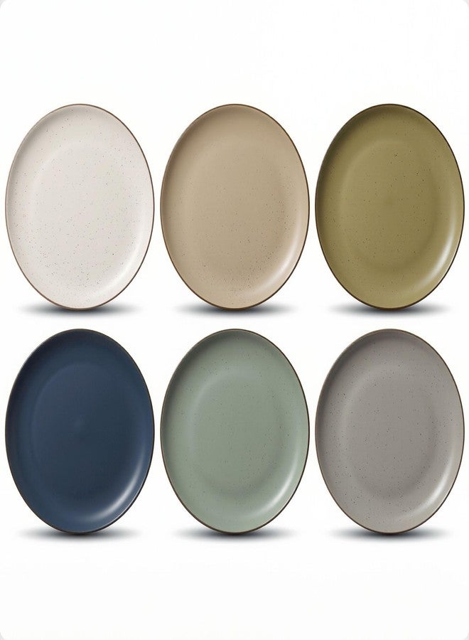 HB Design Co. Ceramic Dinner Plates Set of 6 - 10.25 Inch Diameter Stoneware Plates - 6 Beautiful Colors - Dishwasher, Microwave, Oven, and Freezer Safe Colorful Plate Set for 6 - Large Capacity for Full Meals - Image 1