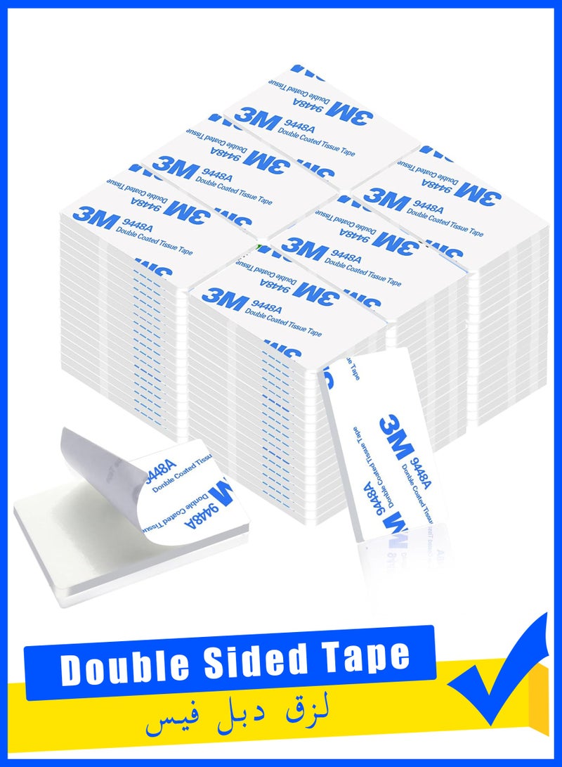 3M 100Pcs Double Sided Tape Strong Heavy Duty Waterproof Tape White Double Sided Adhesive Pads, Heavy Duty Mounting Tape, 3mm Thickness Pre-Cut Foam Tape, Super-Sticky Black Strong Pads Rectangle Shape Waterproof for Walls Picture, Car, Home, Office - Image 1