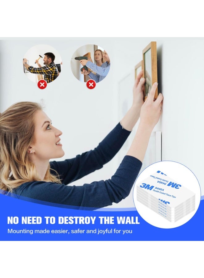 3M 100Pcs Double Sided Tape Strong Heavy Duty Waterproof Tape White Double Sided Adhesive Pads, Heavy Duty Mounting Tape, 3mm Thickness Pre-Cut Foam Tape, Super-Sticky Black Strong Pads Rectangle Shape Waterproof for Walls Picture, Car, Home, Office - Image 3